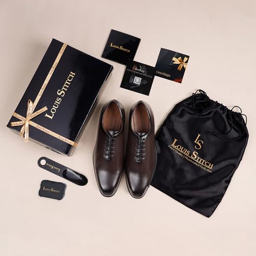 Image of LOUIS STITCH Formal Shoes for Men | Handmade Lace-Up Derby Formal Shoes | Dual Tone Patina Finish | Breathable Lining | Office, Party LSSXWC
