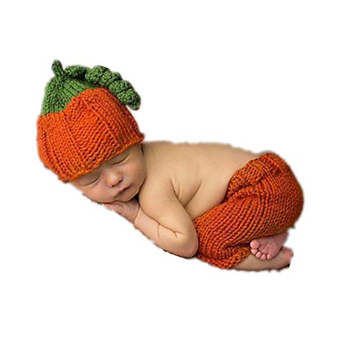 Image of Lppgrace Newborn Baby Photo Props Outfits Pumpkin Hat Pants for Boys Girls Photography Shoot