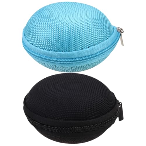 VICASKY 2 Stück Runde EVA Aufbewahrungstaschen für Stoßfest Wasserabweisend mit Reißverschluss Tragbar für Reisen und Zuhause Schwarz Blau