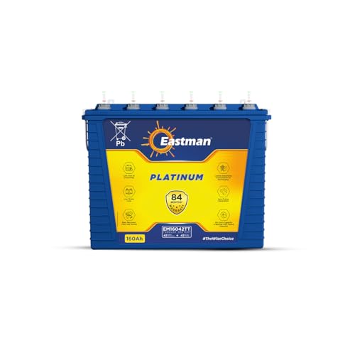 Eastman EM16042TT 160Ah Tall Tubular Inverter Battery | Built-in Water Level Indicator | 84-Month Warranty | Compatible with 700VA–2000VA Inverters