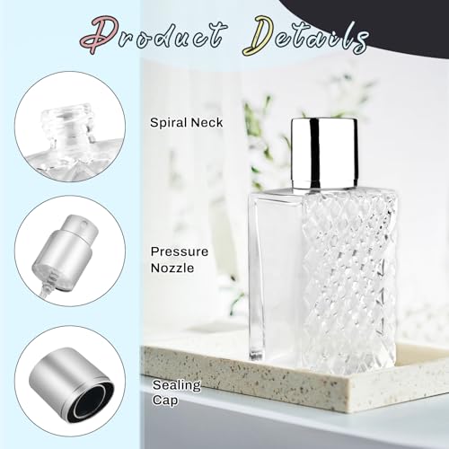 6 Pcs 50ml/1.7oz Glass Perfume Bottles Refillable Spray Bottle Travel Size Makeup Container Atomizer for Essential Oil Liquid - Silver3