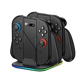 4 IN 1 Switch 2 Ladestation mit RGB Licht, Spielen und Laden Switch 2 Ladegriff mit Überlastschutz & Smart-Chip/Ergonomischem Design