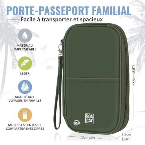 Protege Passeport Voyage Rfid : BOACAY Pochette Passeport Familial avec RFID, Portefeuille et É... – Image 4