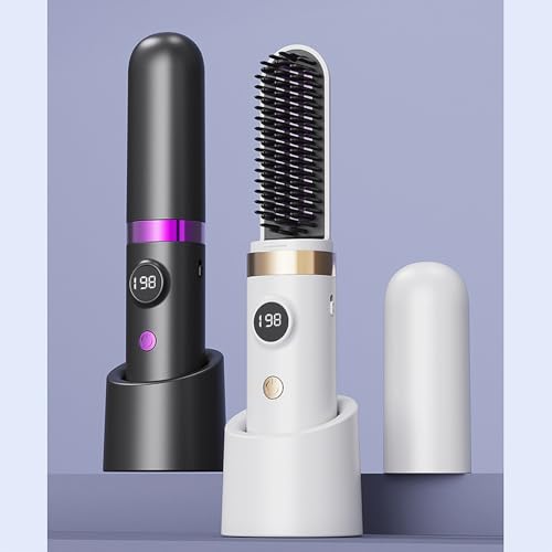 Plancha para el cabello inalámbrica con peine desmontable para un estilo fácil, peine electrostático para modelar el cabello miniatura 7