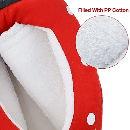 Kuschelsack Meerschweinchen Höhle Waschbar Kaninchen Kuschelhöhle Kuschelig Winter Gemütliches Kleintierbetten für Zwergkaninchen (Erdbeeren)