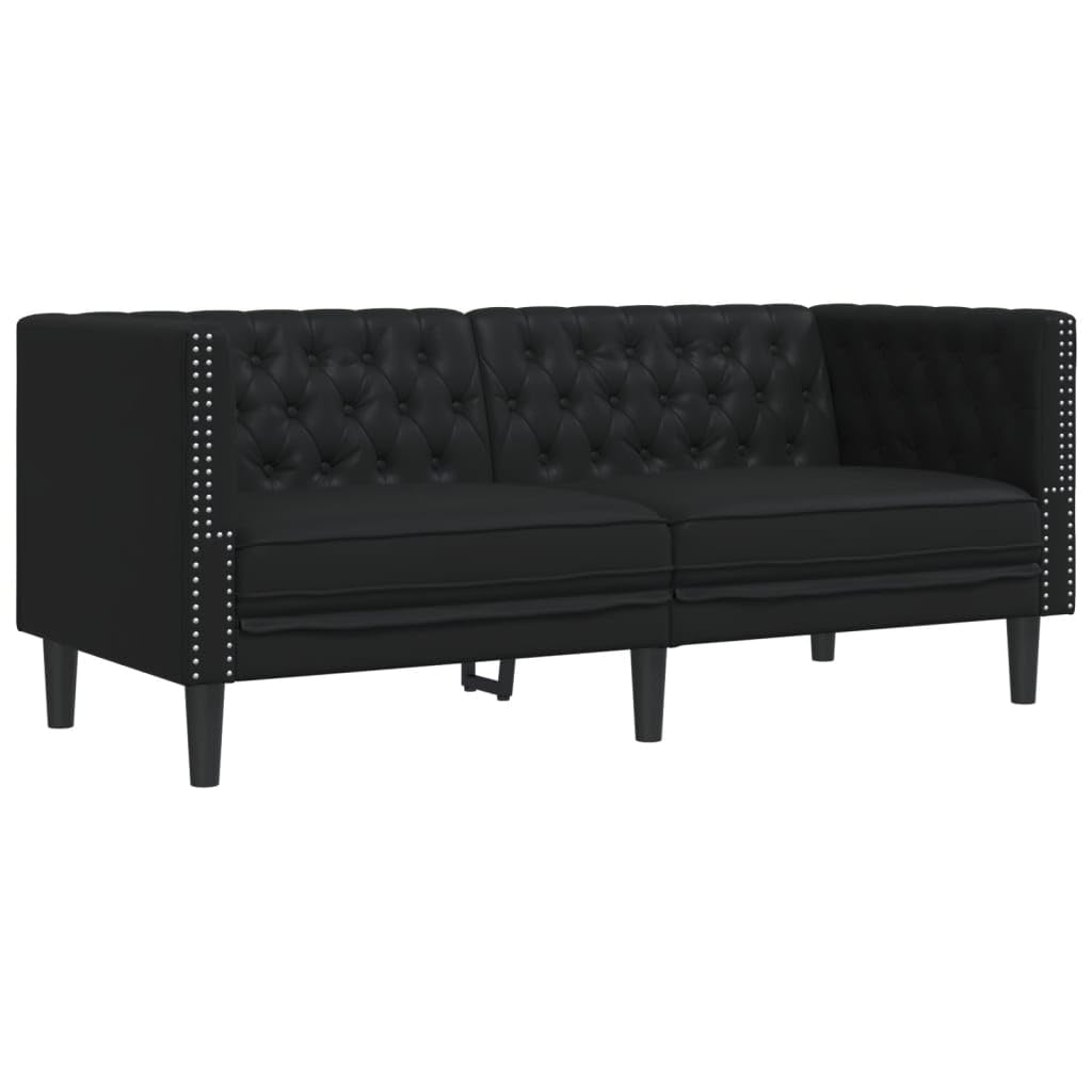 vidaXL Divano Chesterfield a Due Posti in Similpelle Nero