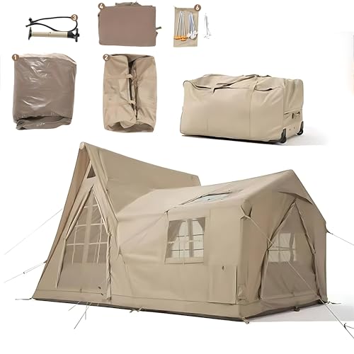 Outdoor Air Tent, Blow Up Tent With Hand Pump With Storage Bag And Pump, Waterproofoxford Air Tent For Camping Adult, 12.6㎡ Easy To Set Up Inflatable Camping, 5-6 People Outdoor Canvas Air Tent
