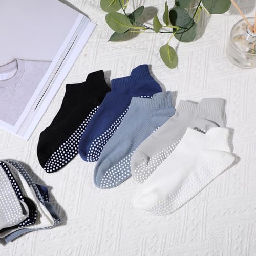 Geyoga 5 Pairs Unisex Non Slip Socks with Grip Anti Skid Slipper Barre Socks for Yoga Pilates Barre Home Workout4