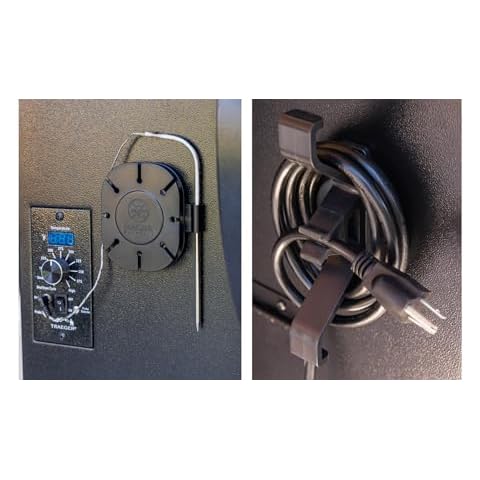 Wood Pellet Grill Smoker Magnetic Power Cord Organizer And Magnetic Temperature Probe Spool Organizer Compatible With Traeger Pellet Smokers Cover