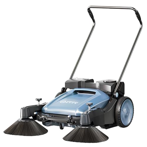 bwoopop Walk Behind Floor Sweeper Manual,Water Spray,41" Wider Path & 55L Larger Capacity, Industrial and Commercial Sweeper for Rapid Cleaning in Warehouse,Park,Shop,Yard,Farm,Street,and More