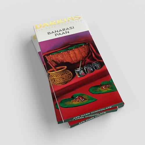 Image of Darkins Dark Chocolate | 63% Dark Chocolate With Banarsi Paan | Vegan | Gluten-Free | Hand Crafted Chocolate | Natural Chocolate Bar | 50 Gm Each Pack of 2