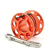 Tauchrolle T6061 Aluminium mit Doppelhaken aus 316 Edelstahl, hohe Sichtbarkeit, orangefarbene flache Schnur für Scuba Smb, Schwarz, 6 x 4,2 cm (15 m-orange)
