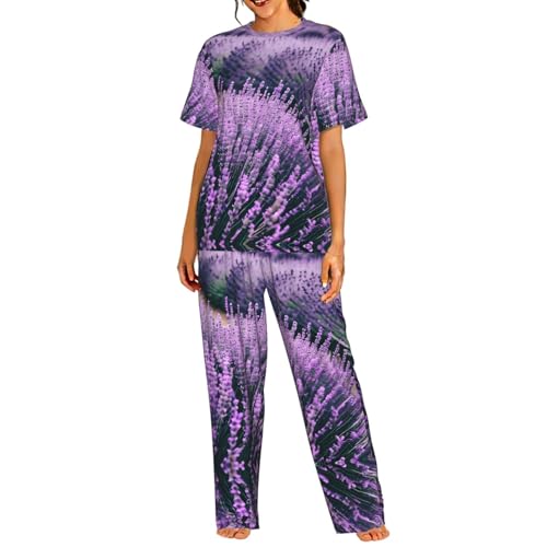 Pyjama court femme lavande violet en coton confortable pour l'été
