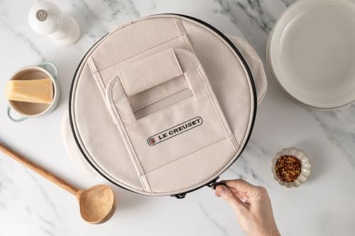 Image of Le Creuset Small Round Tote Bag, Ecru | Small Fits 4.5 qt. or 5.5 qt. Round Dutch Oven