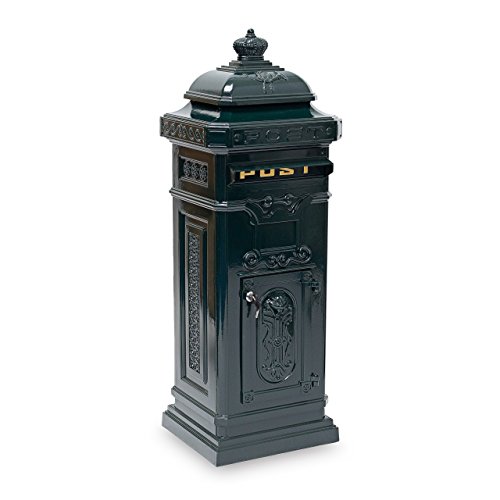 Relaxdays Boîte aux Lettres Anglaise sur Pied Inoxydable A4 Colonne Vintage Nostalgie HxlxP 106 x 38 x 34 cmdesign britsch Anglais, Vert