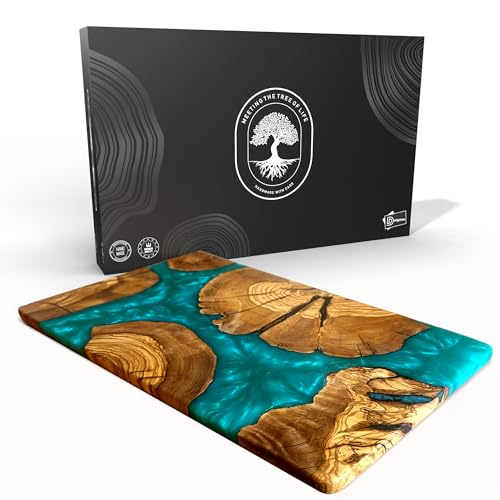 Comparison: Best Cutting Board Epoxy 5 DESIGNIUM Handmade Olive Wood Cheese Board with Resin, Charcuterie Boards & Serving Tray, Wooden Epoxy Serving Board, Chopping and Cutting Board for Meat Vegetable & Fruit, Premium Gift for Kitchen