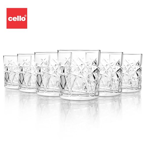 Image of CELLO Swirl Juice Tumbler Glass Set of 6, 215ml Each | Dishwasher Safe |Comfortable Grip & Stackable |Perfect Glasses for Drinking Water, Juice, Cocktail, Cold Drinks | for Daily Use & Gifting