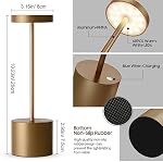 2 Pack Lampes de table sans fil rechargeables,5000mAh Batterie actionnée LED Lumière de tableau,3 Niveau Stepless Dimmable,Portable lampe de petit bureau moderne,pour la fête Patio Restaurant à manger en plein air (Bronze)