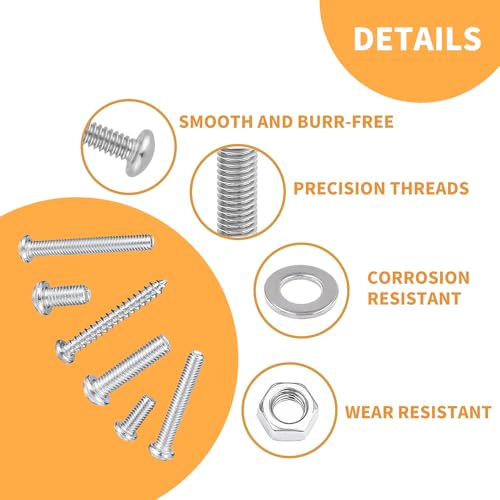 550-Pcs-Screws-Bolts-and-Nuts-Assortment-Kit-Metric-Machine-Screws-and-Nuts-and-Bolts-and-Flat-Washers-M3M4M5-Slotted-Pan-Head-Hex-Bolts-and-Nuts-Sets-B