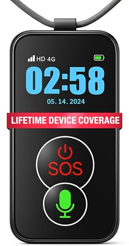 Smart Med Alert Cellular Medical Alert Necklace with Emergency Button for Elderly, 24/7 Monitoring, Fall Detection for Seniors, Water-Resistant, Wearable Pendant with 2-Way Communication, GPS Tracking