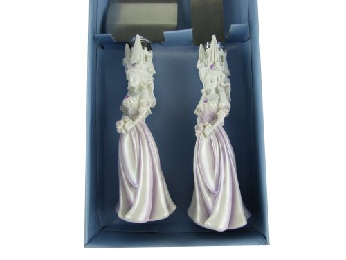 Cake Knife And Server Set - Butterfly, Princess, Heart, Flowers Design (Princess - Lavender) #TOP11