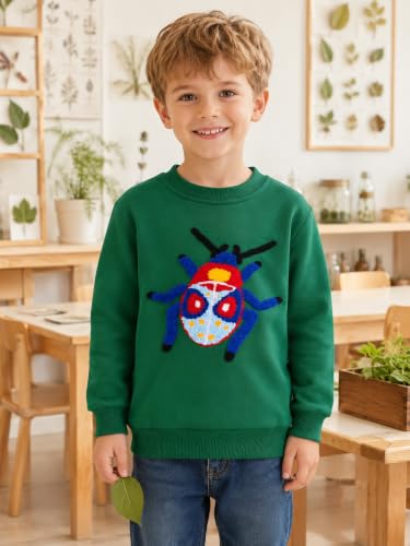 Image of Popshion Toddler Boys Sweatshirt Cotton Lightweight Kids Winter Warm Sweater Crewneck Pullover Tops