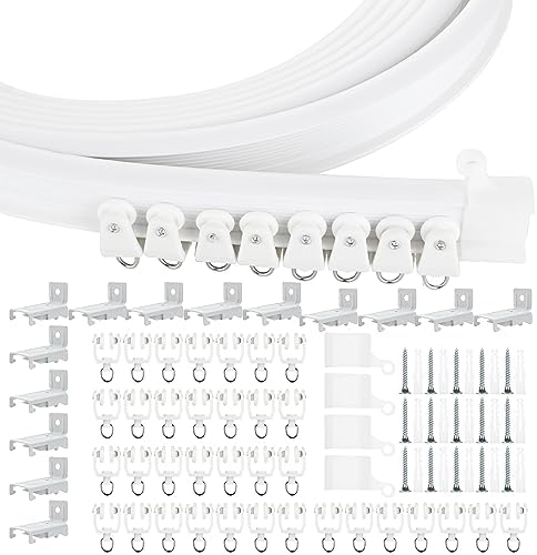 YOUNTHYE 5M/16.4FT Curtain Rails and Fittings, Flexible Ceiling Curtain ...