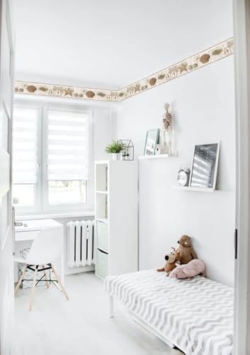 Concord Wallcoverings ™ Wallpaper Border Nautical Pattern Sea World Shells Starfish For Bathroom Living Room, Gold Brown Beige Greenish, 5.25 Inches By 15 Feet Sa75779W #TOP2