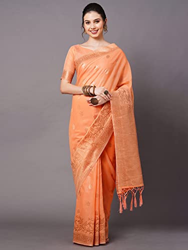 Image of AKHILAM Women's Cotton silk Woven Design Saree With Unstitched Blouse Piece(COTFLW09 Parent)