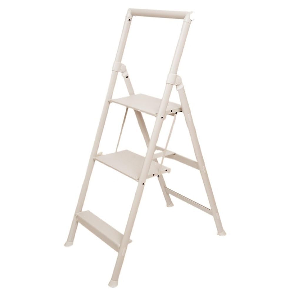 Yinj9562fg Gris Steps Foldable Home Step Ladder With Handrail 3-Step A-Frame Wide Pedals Storage Decoration Multifunctional Steps Ladder(Gris)