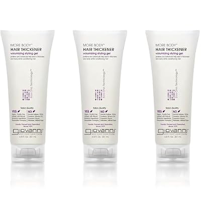 GIOVANNI More Body Hair Thickener - Volumizing Styling Gel, Hair Thickener, Plumps Hair, Seals Split Ends, Adds Shine, Paraben-Free, Color Safe, Natural Botanical Ingredients - 6.8 oz (3 Pack)
