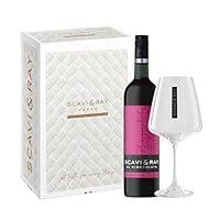 SCAVI & RAY Geschenkset – Al Cioccolato Rotwein mit Designglas, 0,75L, 10% Vol. Alkohol – Rotwein mit Schokoladenaroma, Edles Präsent für stilvolle Anlässe