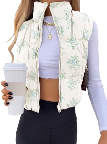 Image of SySea Women's Crop Puffer Vest Zip Up Sleeveless Outerwear Padded Coat | Lightweight Winter Warm