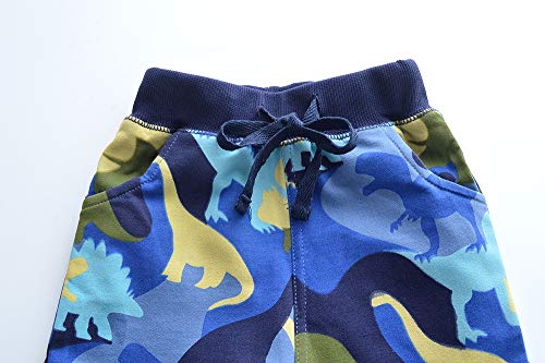 Toddler Baby Boy Cotton Dinosaur Sweatpants Drawstring Elastic Waist Sport Jogger Pants with Pocket 2T-7T3