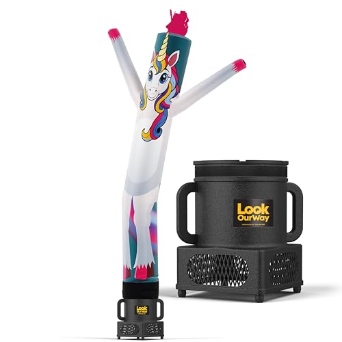 LookOurWay Air Dancers Wacky Waving Inflatable Tube Guy | 7ft Tall Inflatable Advertising Waving Dancing Man with Blower | Birthday Theme - Unicorn