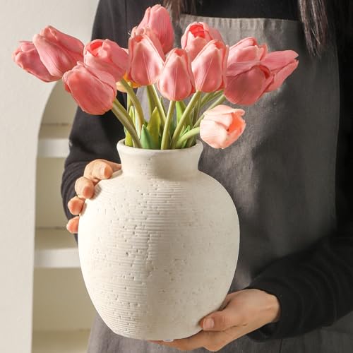 image for Vanselia Ceramic Flower Vase Home Decor - Farmhouse Table Vases Rustic