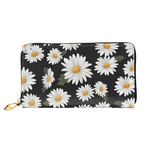 White Daisy Women's Wallet Large Capacity Credit Card Holder Zip Phone Clutch Ladies Travel Purse