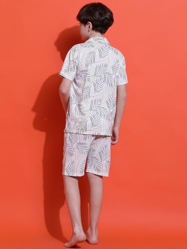 Image of Li'l Tomatoes Boys 100% Cotton Night Suit | Summer Printed Shirt & Shorts Set | Soft & Breathable Sleepwear | 9-16 Years