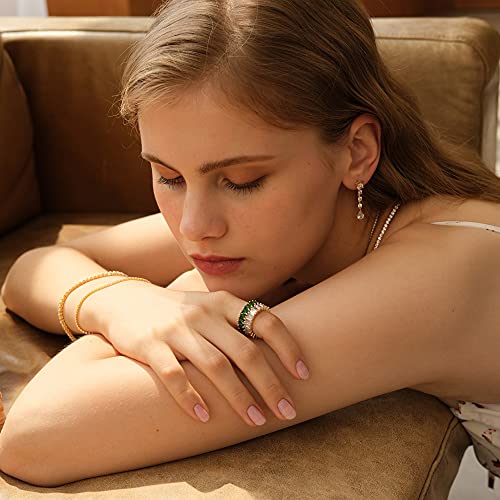 Nossa Green Emerald Band (5 Carat) 18K Gold Plated Claw Prong | Rectangle Emerald Cut Eternity Band CZ Ring3