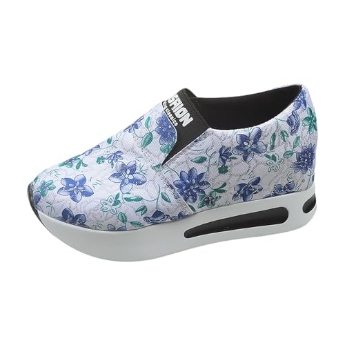 Chaussures de marche style toile avec imprimé floral bleu estival