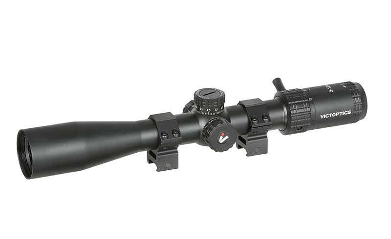 Vict Optics Visor S4 3-12x40 SFP, Retícula MDL, Ajuste 1/10 MIL, Aluminio 6061-T6, Negro. Uso Exclusivo para Airsoft. Anillas para Rail Picatinny de 20 mm