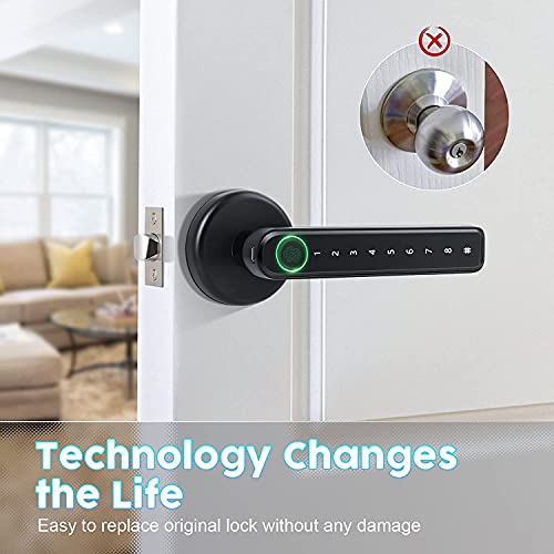 JIVIMOCO Fingerprint Smart Door Lock Door Knob with Keypad Keyless Entry Door Lock with Handle for Home Hotel Office Apartment - Image 3