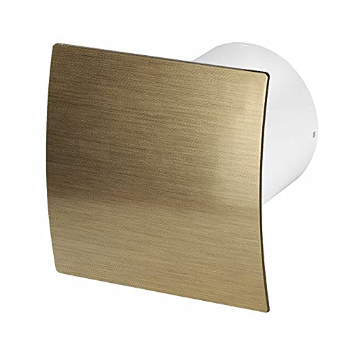 Prostko LTD Bathroom Extractor Fan 100mm with Timer Brushed Gold Front Panel Ventilator