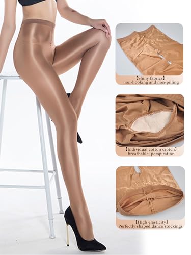 Mallas de baile para mujer ajustadas y sexis con brillo opaco 70D 2