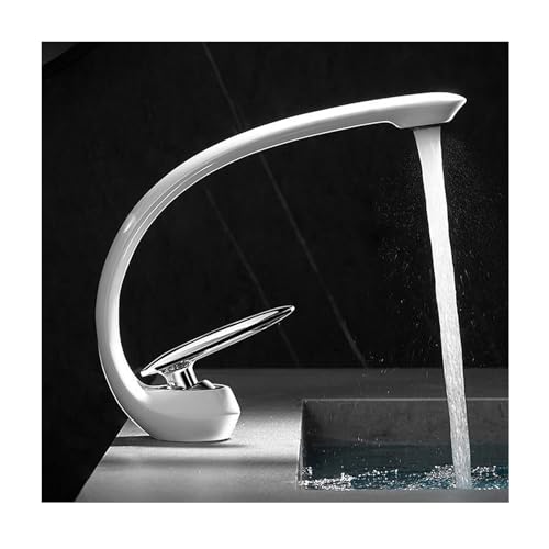 真鍮 洗面台の蛇口 単穴 混合水栓 洗面台 シャワー付き混合水栓,トールカウンタートップ洗面器蛇口 トイレ 洗面 用 シングル レバー 混合水栓,洗面用水栓金具 温水 冷水注入口付き 立水栓 洗面台 水道,White+silver