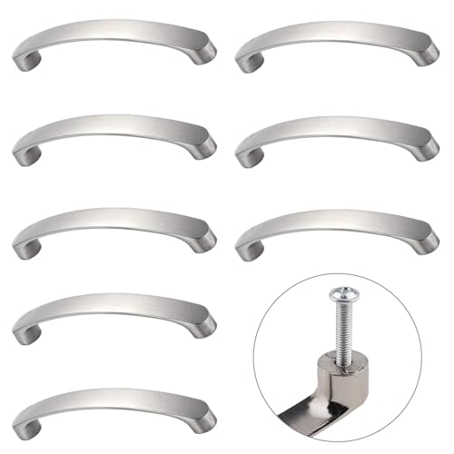 HAYGEM 8 Pièces Poignée Meuble en Alliage d'aluminium, Poignee de Meuble Cuisine de Tirage Arquée avec Base Solide, Poignet de Porte Cuisine Moderne et Minimaliste Adaptable à Divers Meubles