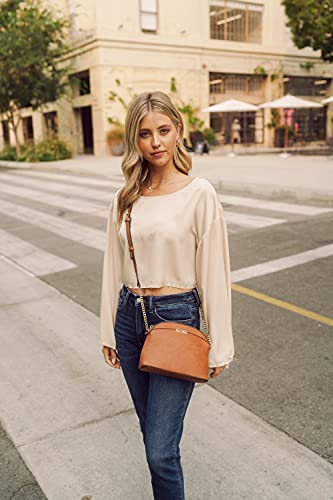 Image of FashionPuzzle Faux Leather Small Dome Crossbody Bag with Chain Strap