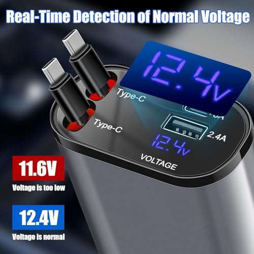 Image of 4-in-1 Retractable Car Charger, 100W Super Fast Charge, with 31.5-Inch Retractable Cables and Dual USB Ports, Compatible with All iPhone, iPad, Pixel, Tablets, All Android Phones