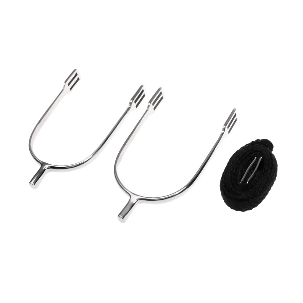 Espuelas Ecuestre 23mm Acero Inoxidable Suave Botas de Equitación Espuela Correa de Nylon 1 Par