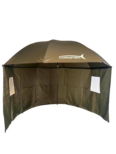 Corofish Schirmzelt 300cm mit Reißverschluss und 180° Seitenteil Anglerschirm